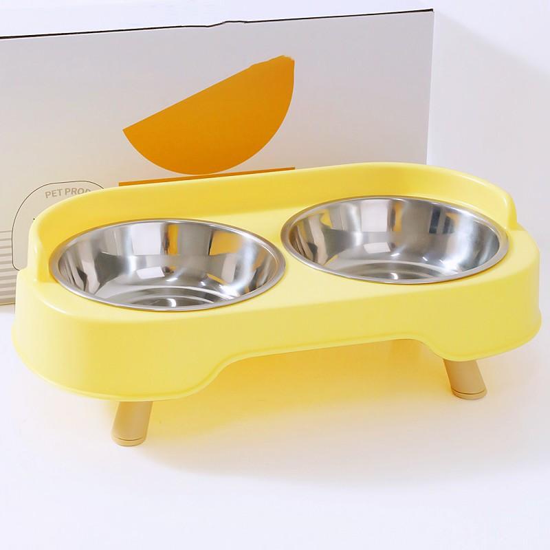 Dog Bowl Stainless Steel Dog Food Bowl Double Bowls for Dogs Feeding Neck Protector Pet Feeder Detachable Feeder Cat Water Bowls