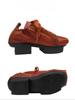 Johnature Women's Shoes Genuine Leather Square Toe Soft Cowhide Lace-up Versatile Mid Heel Pumps