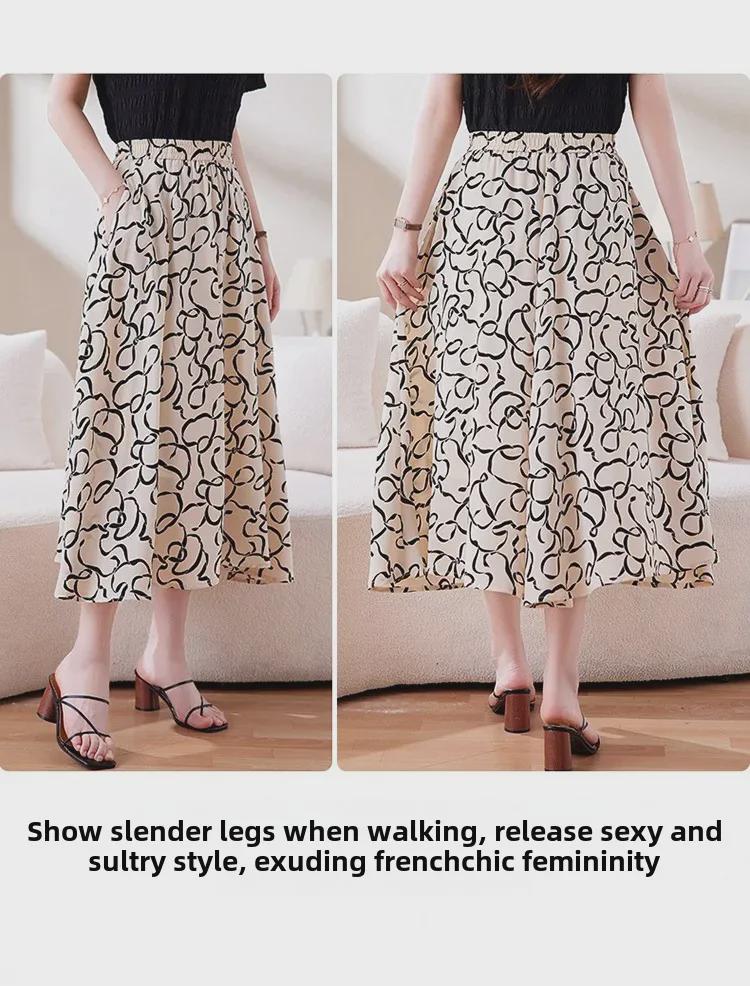 Damska spódnica A-line z szyfonu w kwiaty: Stylowy, Elastyczny Pas, Letnia Moda