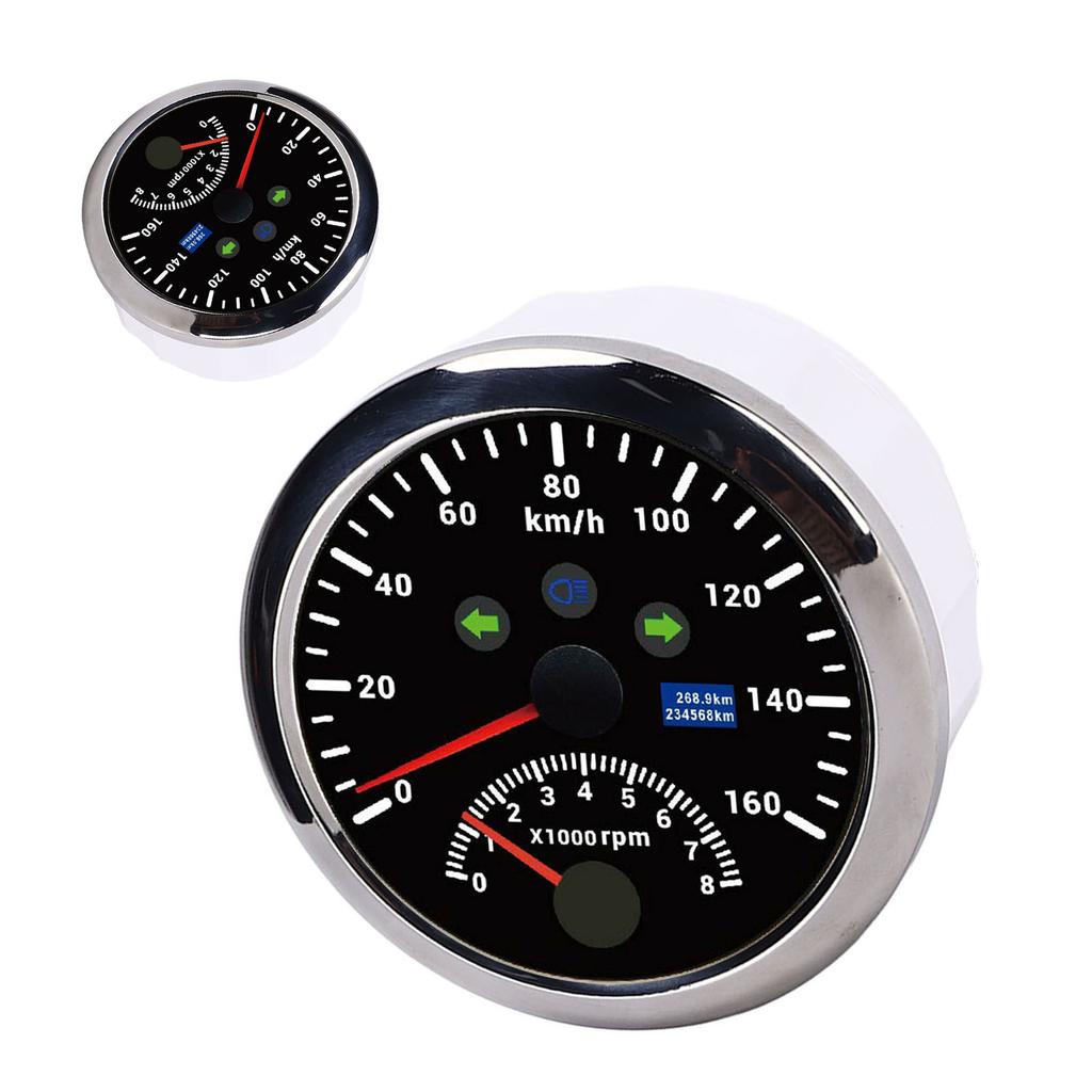 85mm 160km/h GPS Hastighetsmätare 0‑8000rpm Varvtalsmätare LCD Röd Bakgrundsbelysning för Bil Båt Yakt Husbil Lastbil