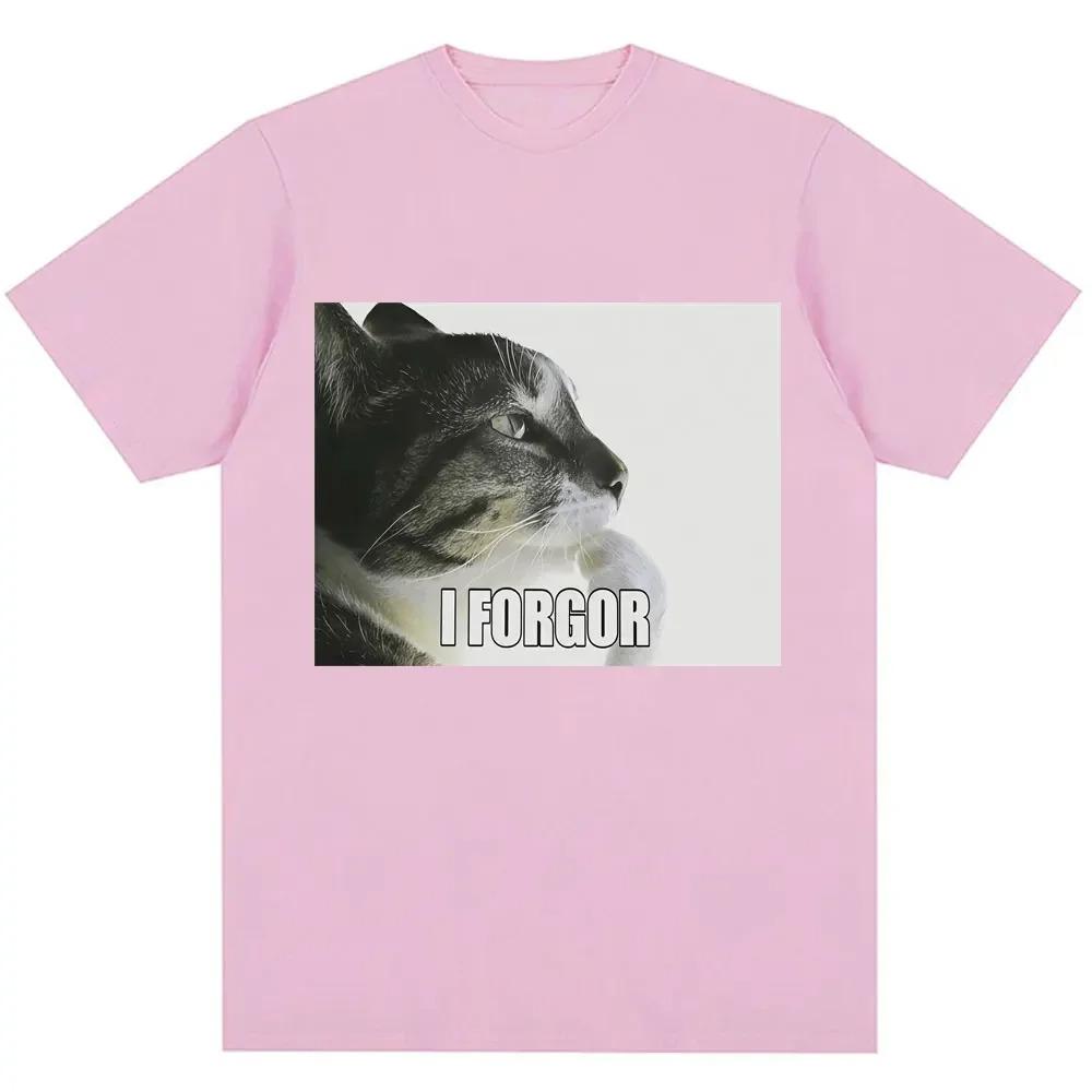 I Forgor Funny Cat Meme Graphic T-shirt Women Trendy Humor Vintage T Shirts Casual T Shirt Cotton Best Selling Round Neck soft