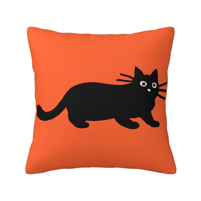 Cartoon Black Cat Cushion Cover Soft Nordic Throw Pillow Home Decoration