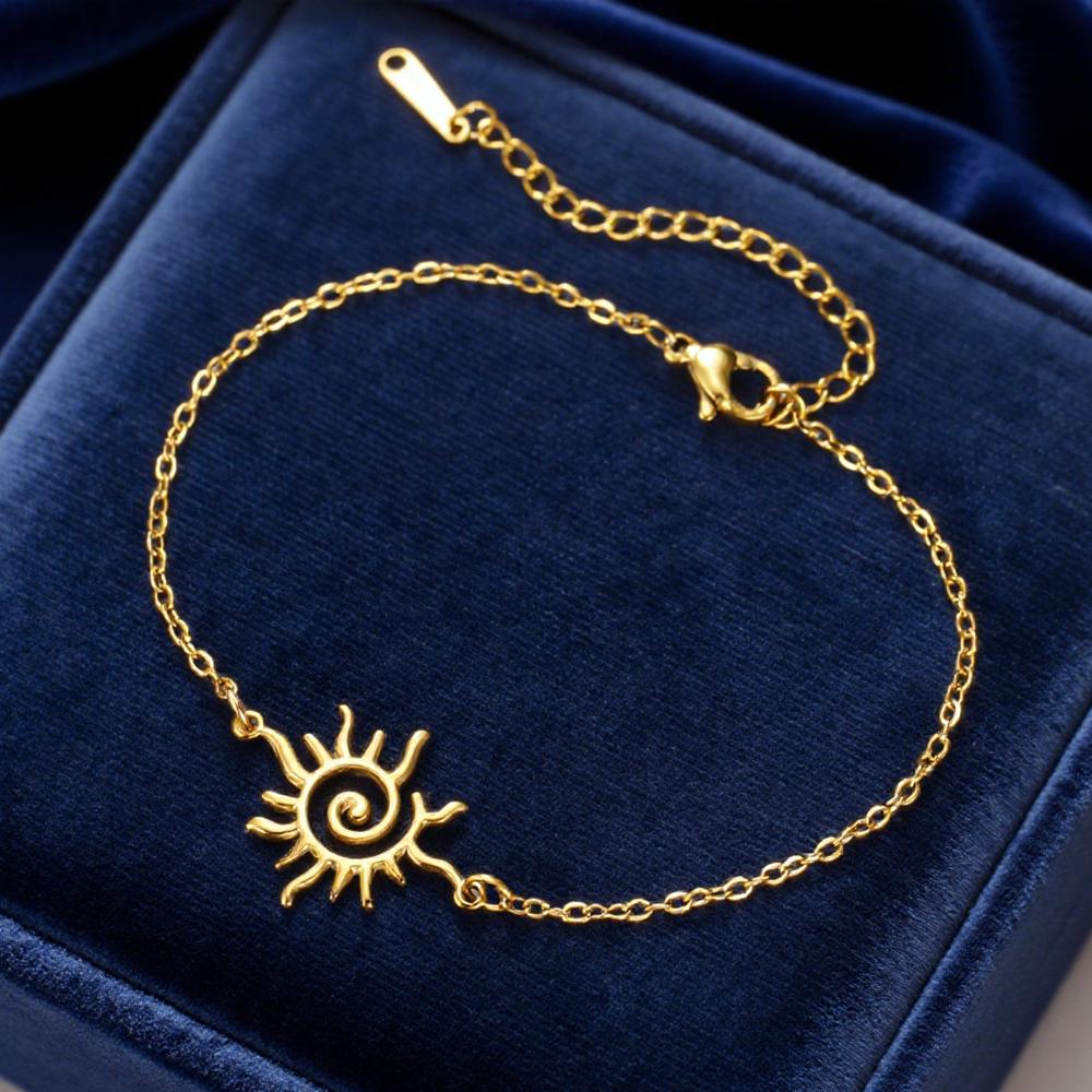 Cazador Stainless Steel Swirl Spiral Sun Totem Charm Bracelets Jewelry Gold Color Women's Hand Bracelet 2026 Trend Wholesale