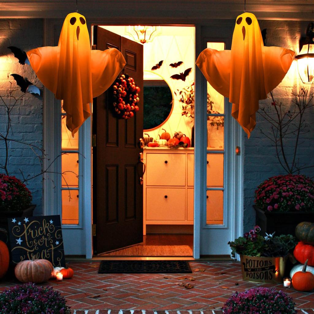 Spooky Ghost Halloween Decorations Glowing Flying Ghosts Scary Hanging Ornaments Horror Props Haunted House Party Supplies