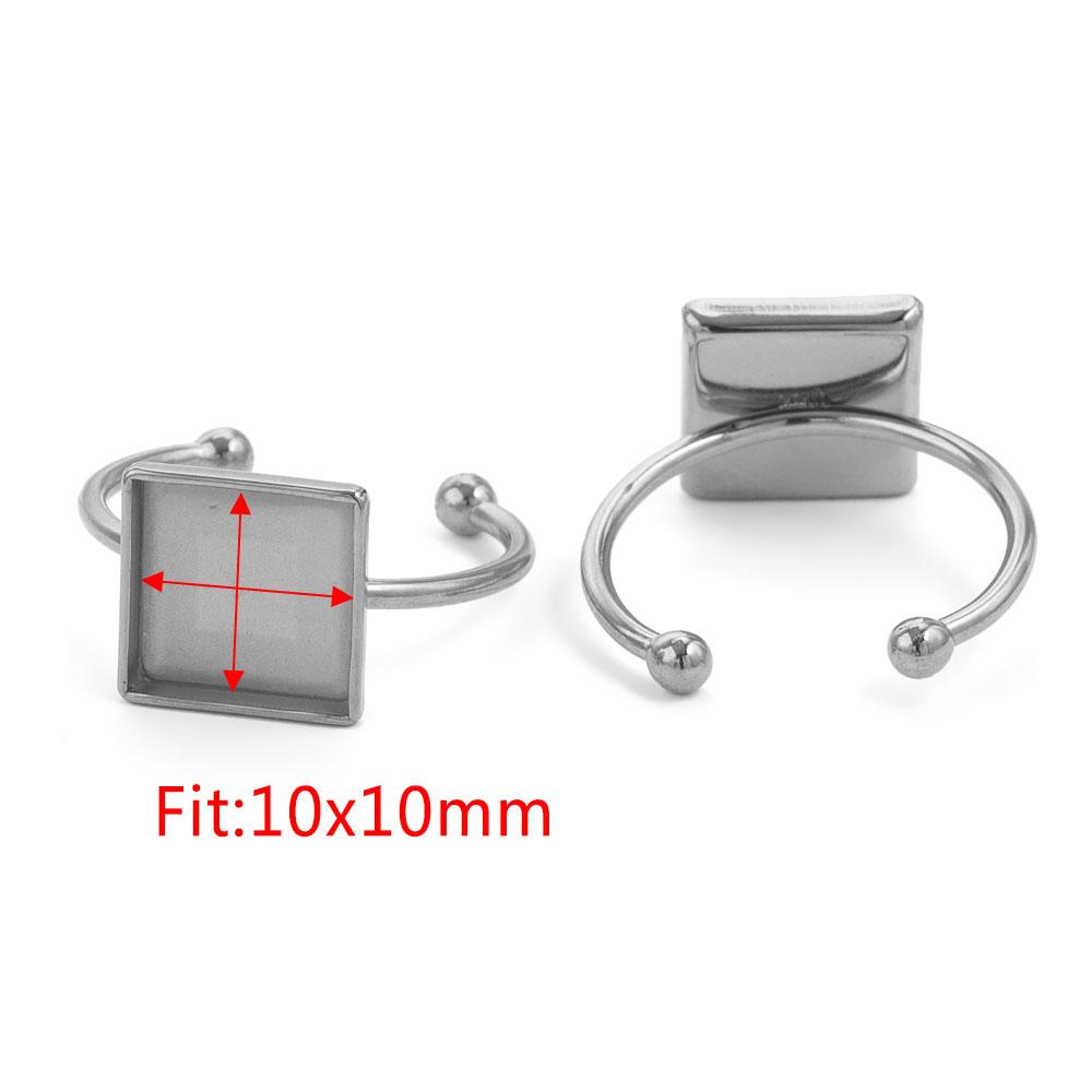 10 Stück Verstellbare Edelstahl Offene Ringfassungen Leere Basis Fassung Cabochon Ringe Für Schmuckherstellung DIY Fingerring Leere
