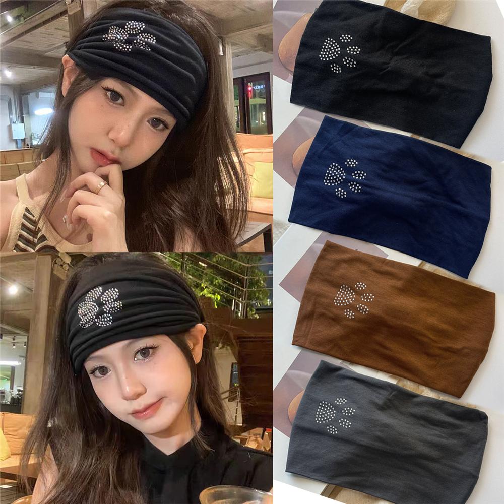 Trendy Elastic Hairband Stretchy Solid Color Turban Photo Shoot Y2K Hair Accessories for Women