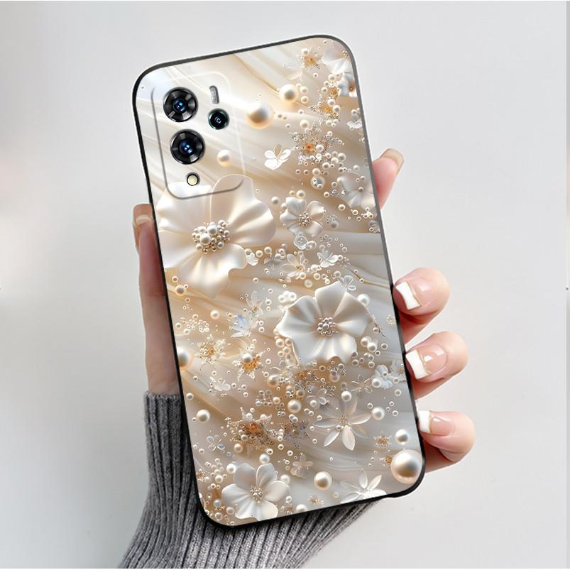 For ZTE V40 Pro 9046 Case Black Jelly Soft Silicone TPU Butterfly Flowers Pattern Phone Casing For ZTE Blade V40 Pro Back Cover