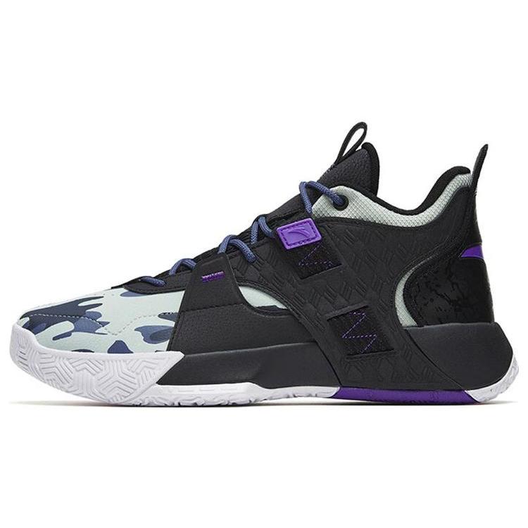 

new ANTA Basketball Shoes Men Mid Top Black/White/Purple 44.5