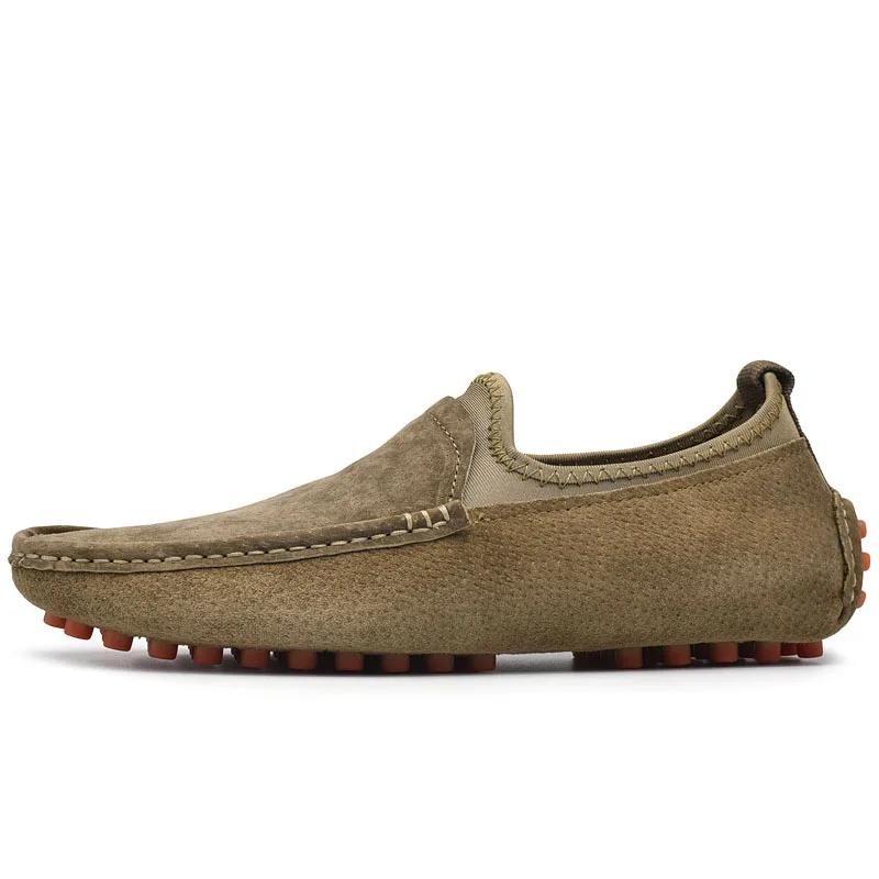 Fashion Big Size 35-49 Slip on Casual Men Loafers Summer Mens Shoes Moccasins Driving Genuine Leather Suede Casual Slip on Men's Flats