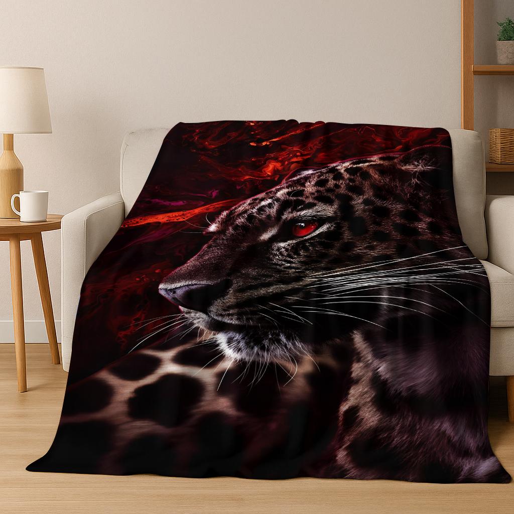 3D Leopard Cheetah Cute Animal Cartoon Flannel Blanket Soft Warm Blanket for Home Bedroom Office Travel Camping Picnic Gift