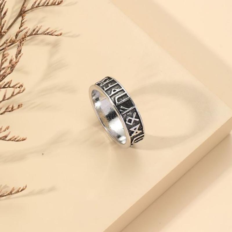 Huajie Мужские изысканные кольца с рунами викингов Кольца Двухцветные Дымчато-черные Северный амулет Ретро для мужчин Модный тренд 9