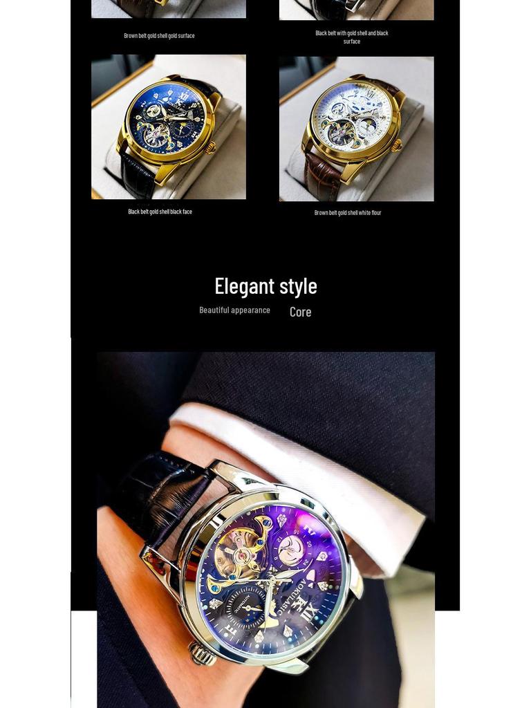 Augustus Men's Automatic Waterproof Tourbillon Skeleton Watch