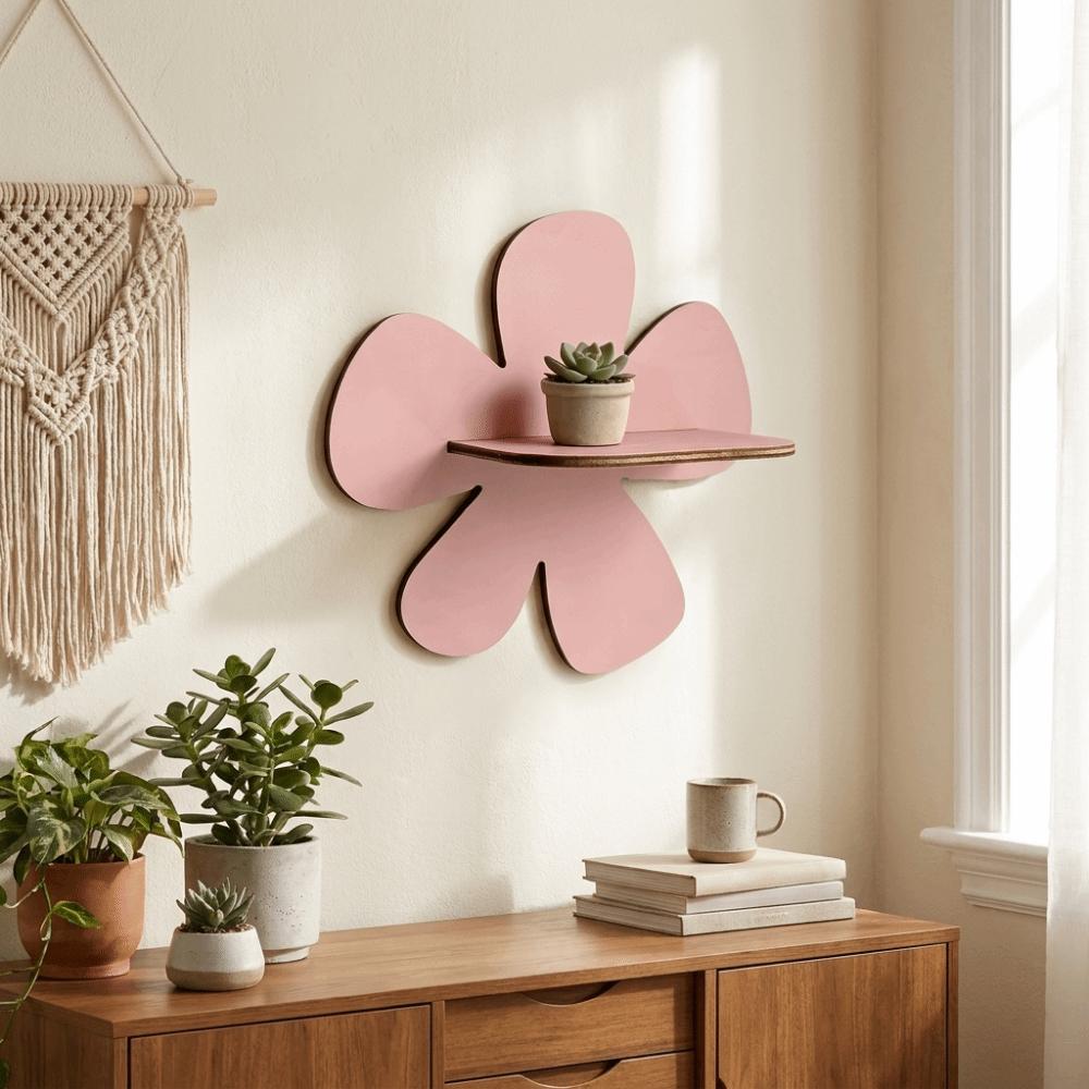 Supporto Portaoggetti Fioriera in Legno Scaffale da Parete Galleggiante a Forma di Fiore Scaffale per Piante da Parete Scaffale Decorativo da Appendere a Parete Arredamento per la Casa