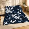 Navy Botanical Blossom Coral Fleece Blanket