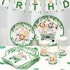 Jungle Safari Disposable Tableware Paper Plates Cups Animal 1st Wild One Birthday Party Decor Kids Baby Shower Supplies Woodland