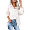 Womens Casual V Neck Long Sleeve Button Corduroy95%polye Casual Blouse Coat Tops