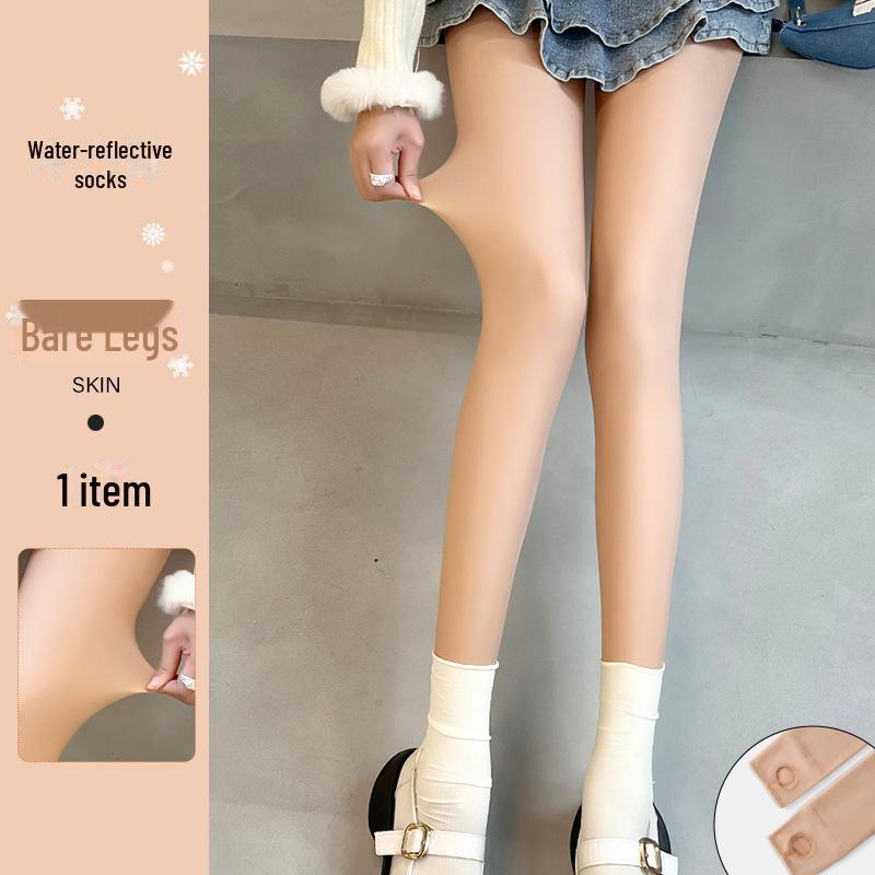 

Женские зимние плотные колготки телесного цвета: Леггинсы Water Light Socks с бархатом Plus Velvet для естественного тона кожи Deluxe High Waist 120g No Fleece