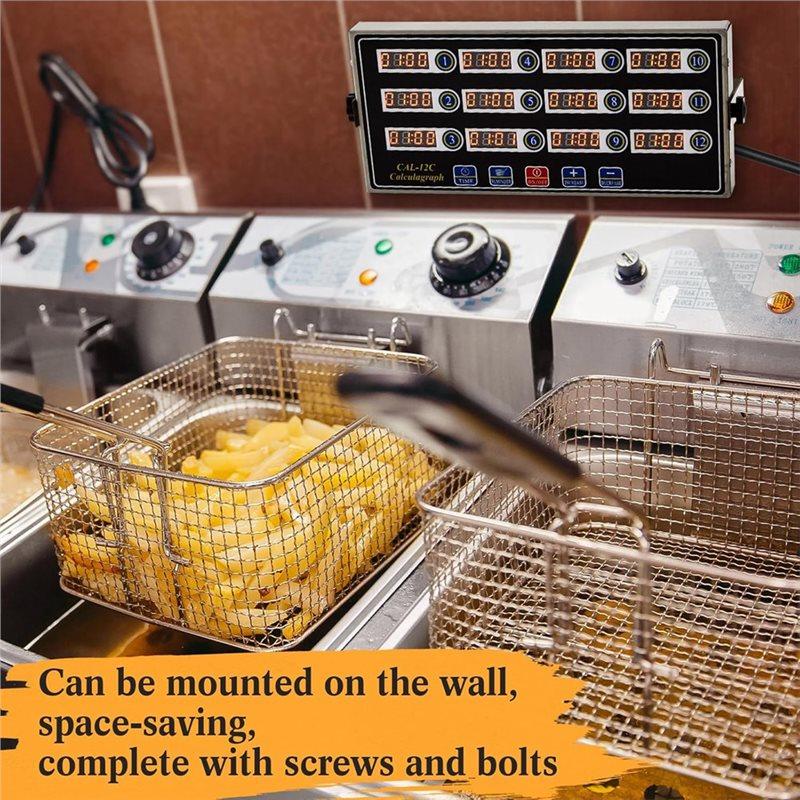 BAAJ-Timer Digitale da Cucina a 12 Canali, Ampio Display LCD, Allarme Forte, Per Cottura Commerciale In Ristoranti Spina EU