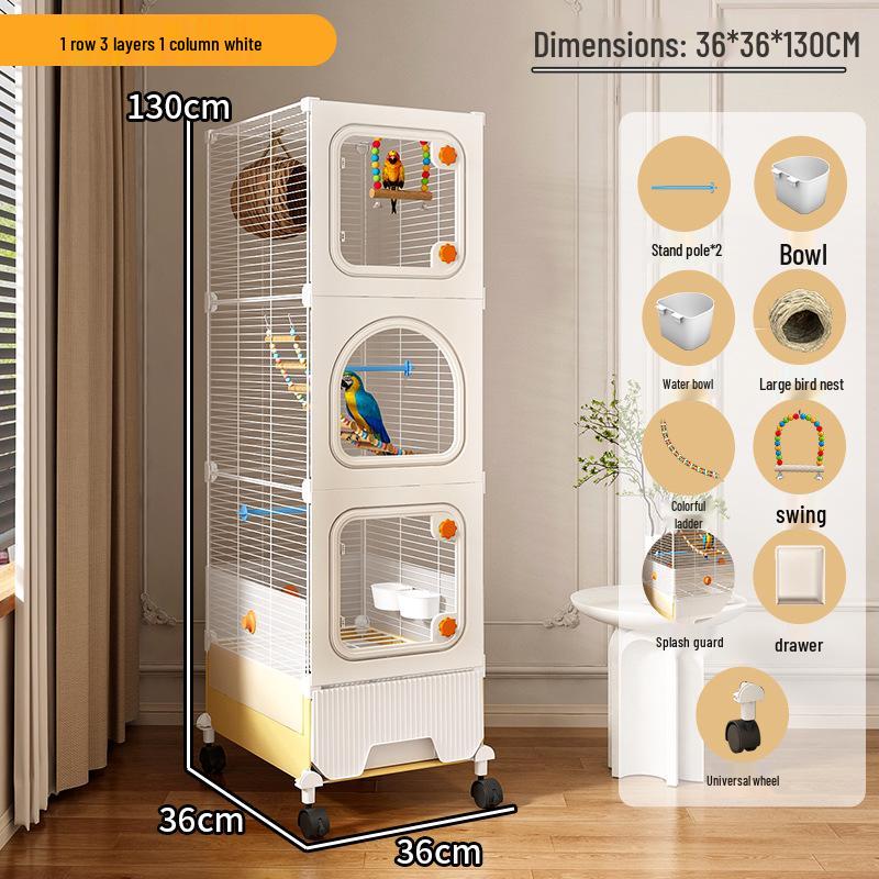 Hao Lei De Zhu Large Anti-Splash Parrot Cage for Cockatiel, Budgie, Lovebird, Sun Conure