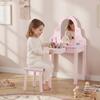 Kids Vanity Table Set 2 In 1 with Stool for Girls 3-6 Pink