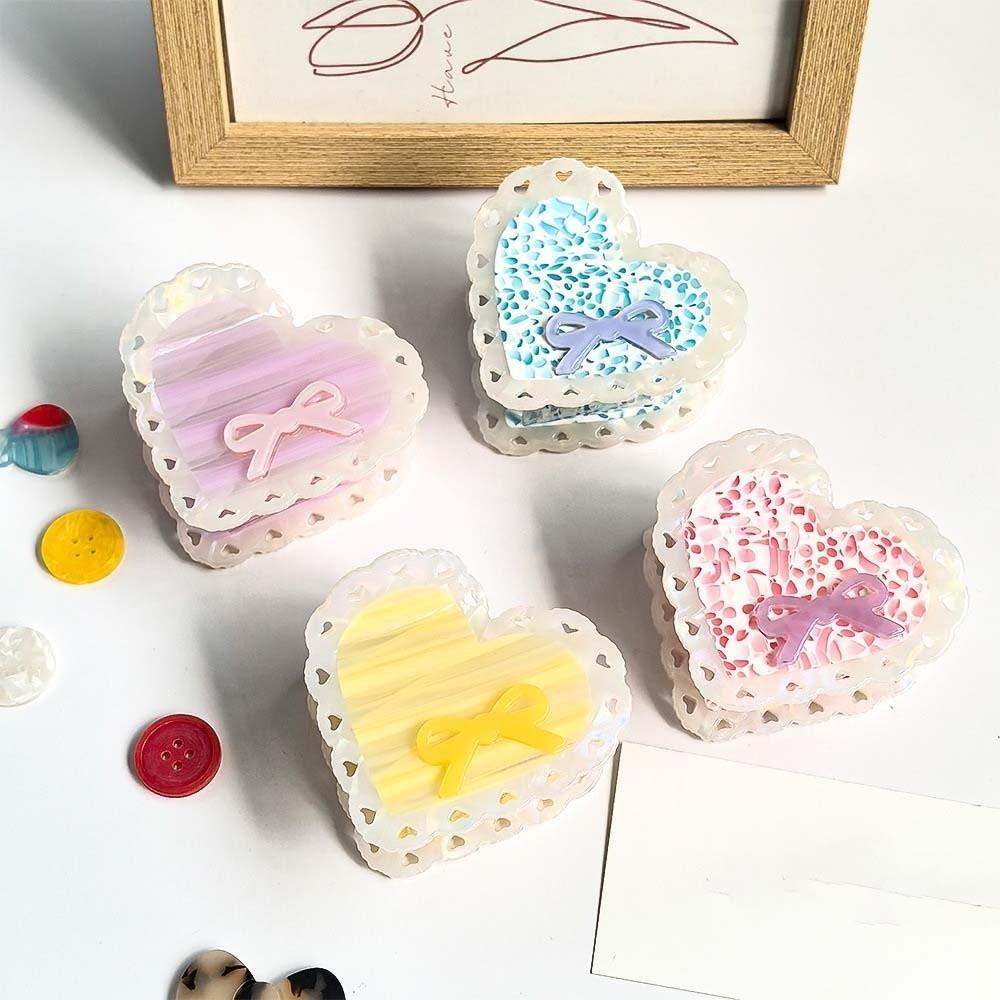 Élégante Pince Requin Cœur Rayures Nœud Pince à Cheveux Mode Acide Acétique Amis