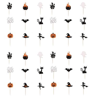Pour Halloween Cupcake Paillettes Toppers Lot de 36 - Décorations de Gâteau Thème Halloween Baby Shower Fête d'Anniversaire Enfants Fournitures