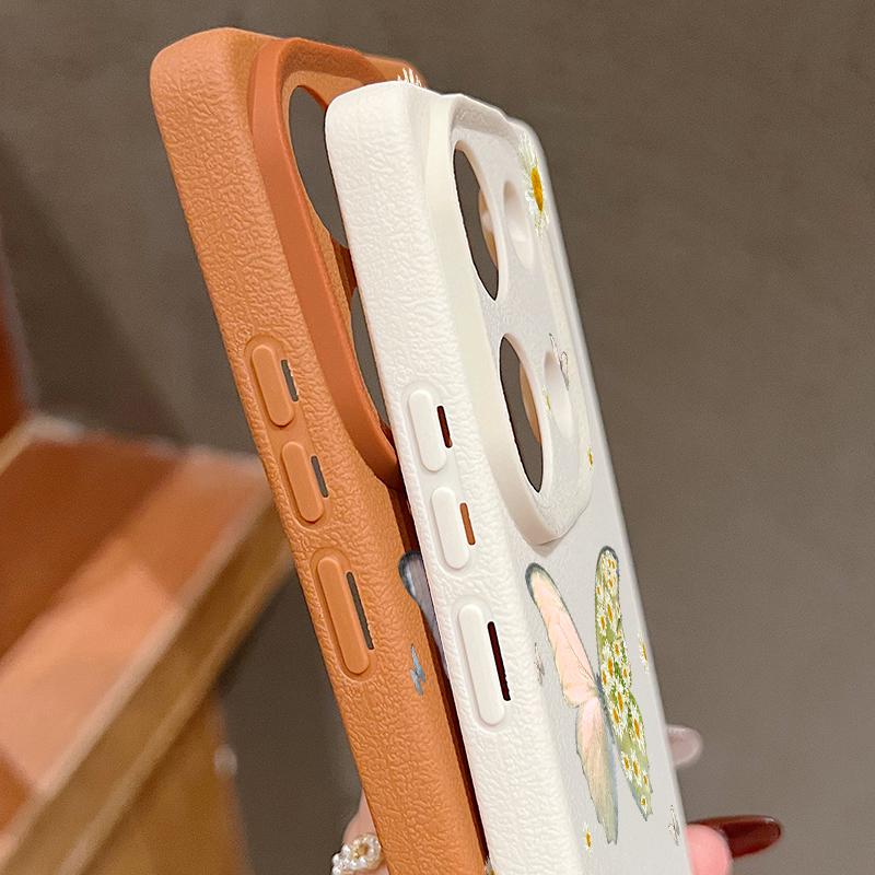 Butterfly Pattern Silicone Soft Phone Case for Xiaomi 13t Poco X6 M6 Pro Redmi Note 14 13 12 11 10 Pro Shockproof Leather Texture Plain Color Cover