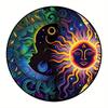 Round Metal Aluminum Sign Art Sun and Moon Wreath Decorative Plates Entrance Gift Mask Theme For Bar Club Home Room Wall Decor
