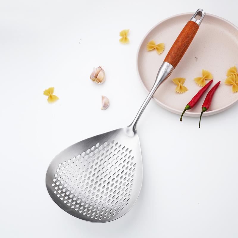 304 Stainless Steel Strainer Ladle Wide Skimmer Spoon Noodle Dumpling Strainer Mesh Scoop Kitchen Filter Tool