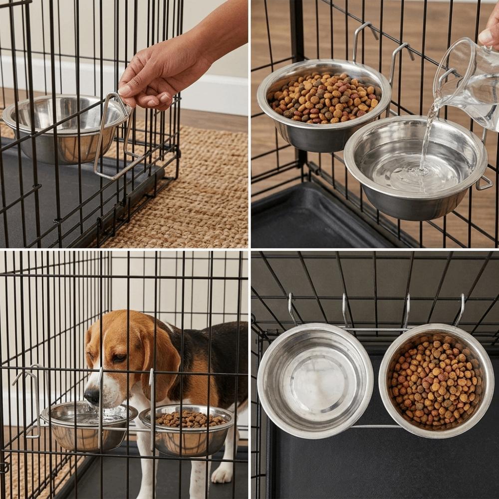 2PCS Large Capacity Hanging Dog Bowl Single Hanging Feeding Bowl Cage Daily Feeding