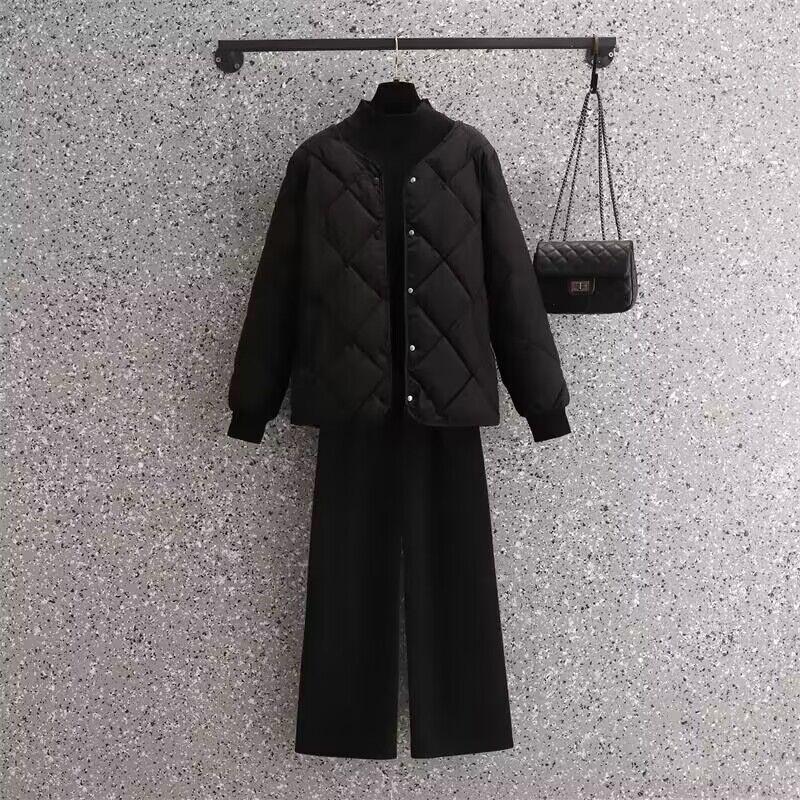 

Women Short Coat Down Coats Thick Warm Single Breasted Spliced Slim Warm Round Neck Solid Outerwear Autumn Winter Jackets XXXXL чёрный