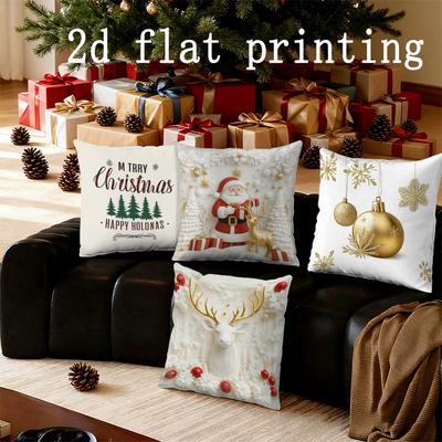 Home Decor Christmas-themed Decorative Printed Pillow Covers Pattern Cushion Cover Suitable for Sofa Bedroom Car Pillow Cover