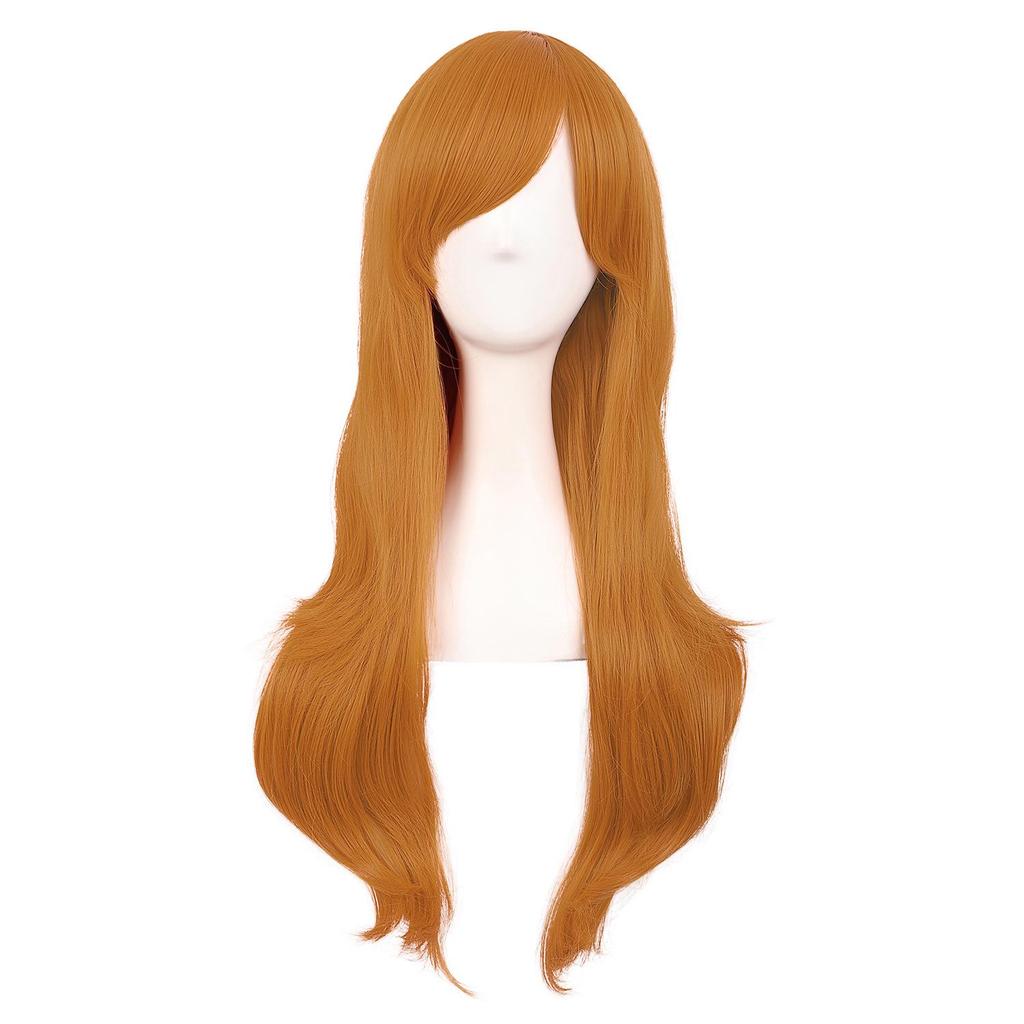 Long Curly Cosplay Wig for Women - 70cm, Gold/Pink/Blue, Realistic Full Wig with Headband