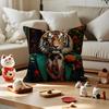 Maximalist Eclectic Animal Cushion Cover Silky Short Plush with Invisible Zipper Dustproof Sofa Pillow Cover for Home Decor