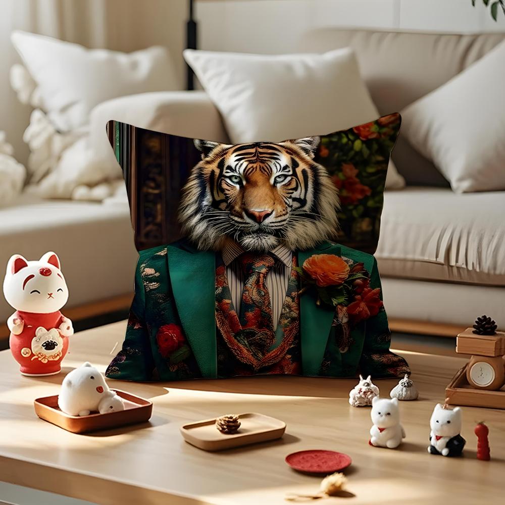 Maximalist Eclectic Animal Cushion Cover Silky Short Plush with Invisible Zipper Dustproof Sofa Pillow Cover for Home Decor