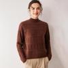 Women's 100% Cashmere Vintage Loose Fit Half High Neck Pullover - Thick, Warm Knit Sweater for Autumn/Winter.