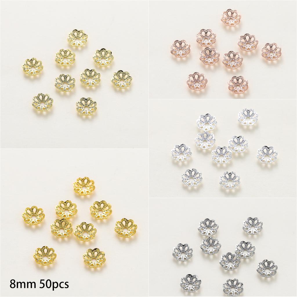 10-100pcs 14K/18K Gold Plated Brass Flower Tree Leaf Round Beads Caps Jewelry Beads Making Supplies Diy Findings Accessories