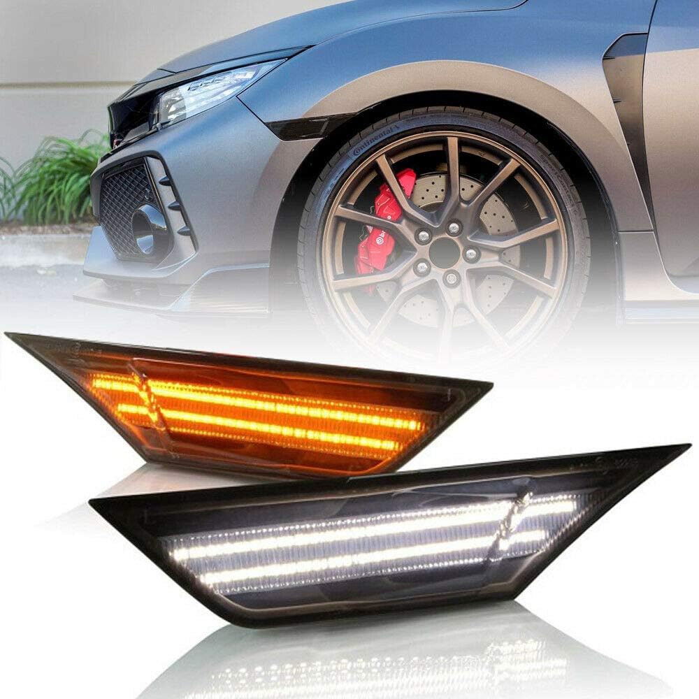 NSLUMO Led Side Marker Lights for Honda Civic 2016 2017 2018 2019 2020 2021 Sedan Coupe Hatchback Led Switchback Amber Side Marker Turn Signals White