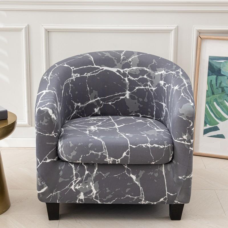 Club Chair Slipcover 2 Piece Stretch Printed Round Barrel Chair Covers Removable Tub Chair Slipcover With Elastic Bottom