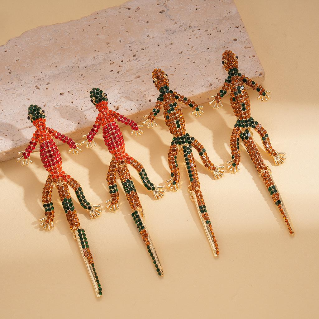 Wind Diamond Gecko Silver Needle Earrings Exaggerated Niche Stud Earrings