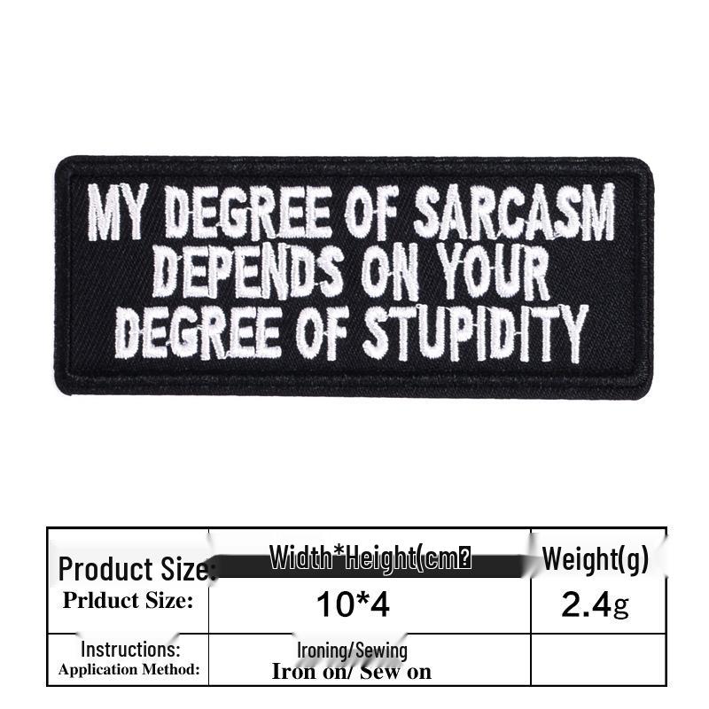 Vtipné černobílé vyšívané anglické písmenkové nášivky na oblečení