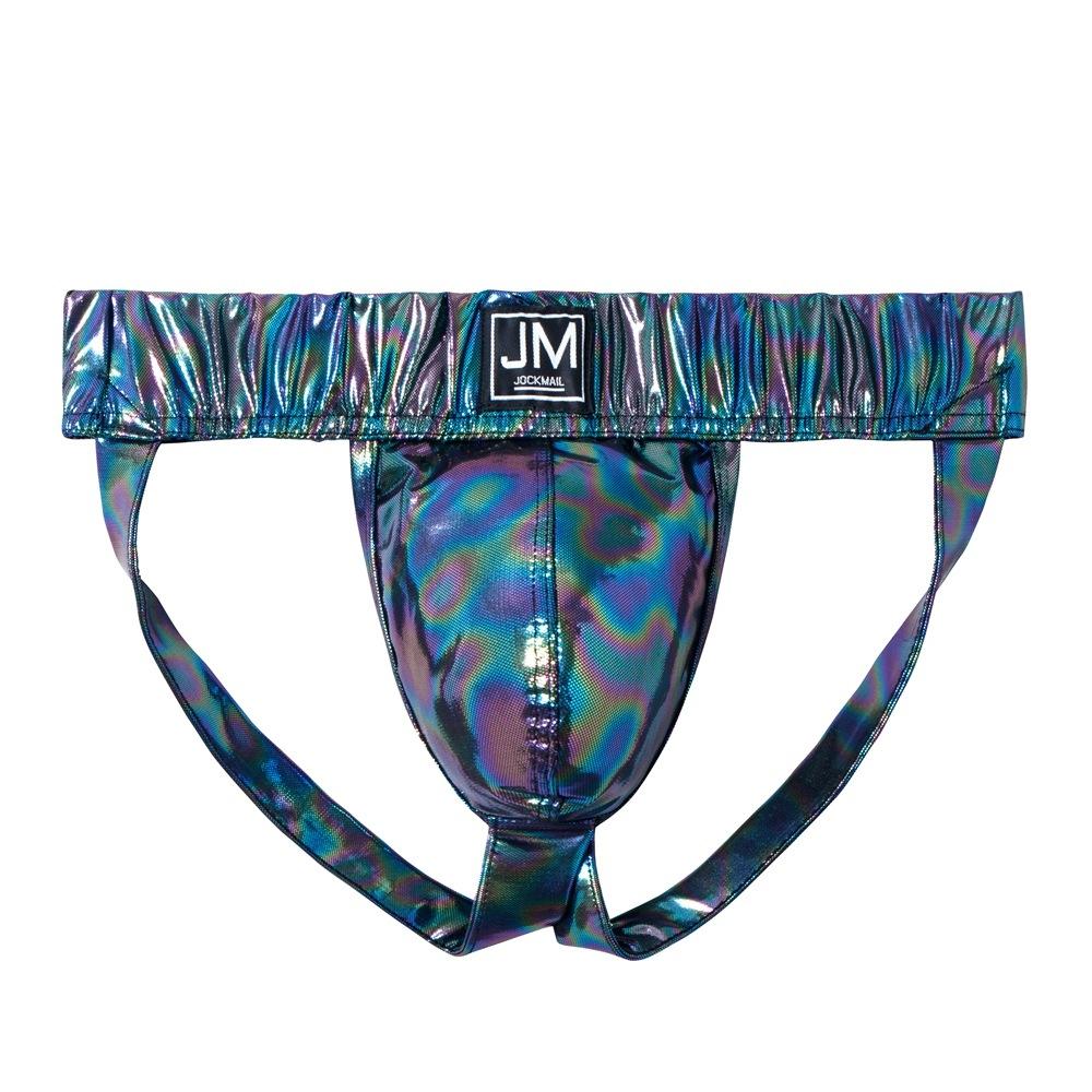 Jockstraps JOCKMAIL Fashion Low Waist Sexy Men's Underwear Gradient Colored Faux Leather Material Fabric Underpants