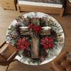 1pc Christmas wreath cross Round Chair mat office Area Rug - Non-Slip, Floor Mat for Office, Bedroom, Ideal home decor gift c0112132