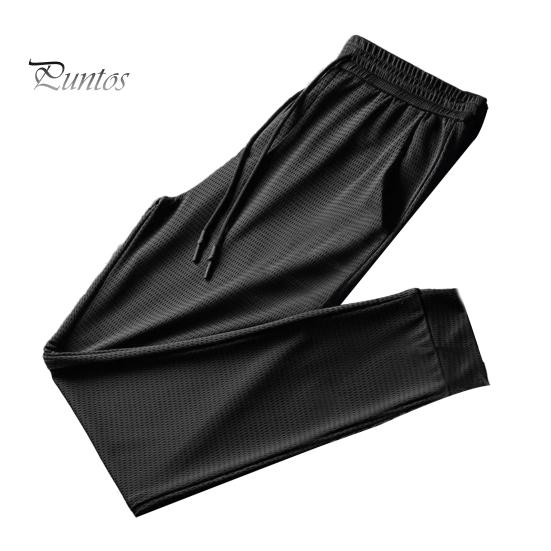 

Мужские сетчатые спортивные штаны, быстросохнущие, тонкие, легкие, спортивные штаны для бега, с эластичным поясом на шнурке, с резинкой на щиколотке, однотонные рабочие брюки для спортзала M чёрный