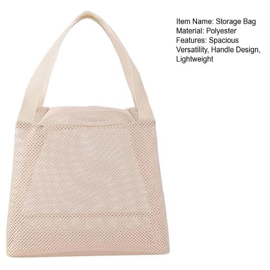 Storage Bag Large Capacity Zipper Closure Beach Bag with Handle Design Visible Mesh Bag Makeup Organizer