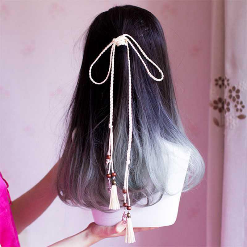 New Chinese Style Women's Tassel Hairbands Retro Hanfu Red Hair Rope Braided Bow Girl Headband Hair Accessories Headdress
