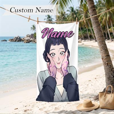 Zoey Custom Name Printed Beach Towel Personalized Soft Towel For Swimming Beach Travel