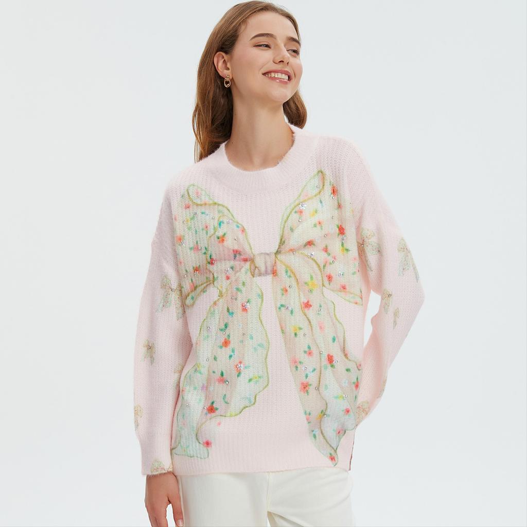 DIMANAF 2025 Women Colorful Sweaters Knitting Basic Fashion O-Neck Style Loose Pullover Sweater