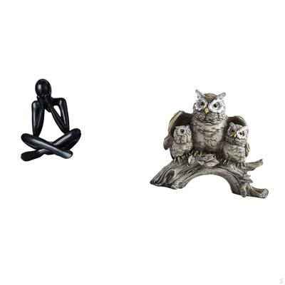 Abstract Modern Owl Sculpture Figurine Decorative Statue Collectible Ornament for Living Room