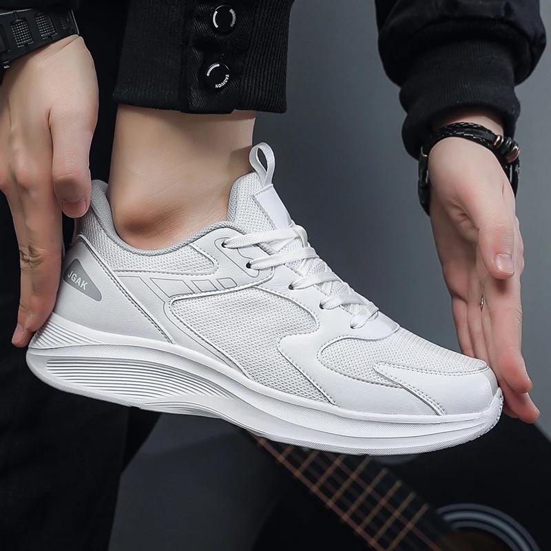 

Ultra-light Men s Leather Mesh Fabric Breathable Men s Flat Bottom Lace-up Casual Sports Outdoor Multi-functional Shoes 39 чорний